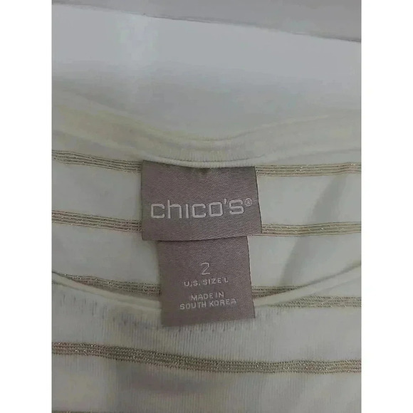 Chico's Shirt Women's Large Lightweight Long Sleeve Stripped - Picture 4 of 6